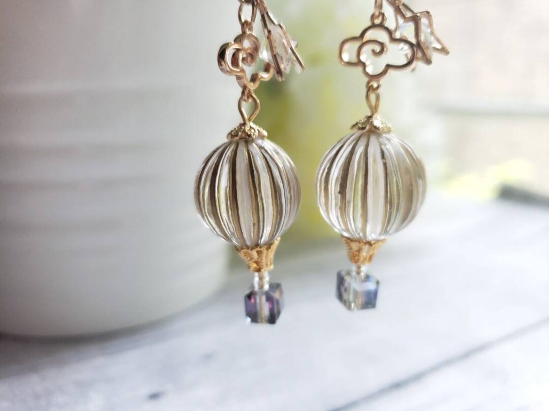 Hot Air Balloon Earrings, Flying Balloon Earrings, Lovely Drop Earrings