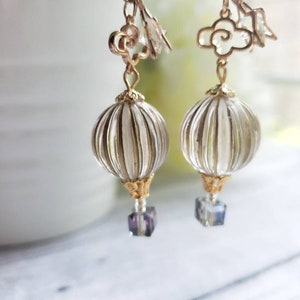 Hot air balloon earrings, flying balloon earrings, Lovely drop earrings