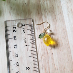 Lemon earrings, glass Lemon drop earrings, food earrings, fruit earrings image 5