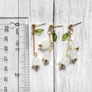 Lily of the Valley Dangle Earrings in Sterling Silver, Lily of the Valley Flower Dangle Earrings - UK