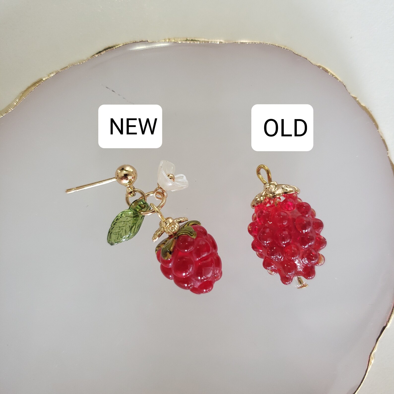 Raspberry Earrings Glass Raspberry Drop Earrings Food Etsy