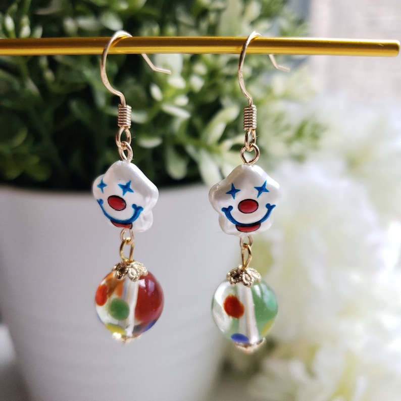Clown earrings, circus earrings, cute drop earrings image 2