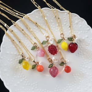 Fruit necklace, cute gold plated necklace