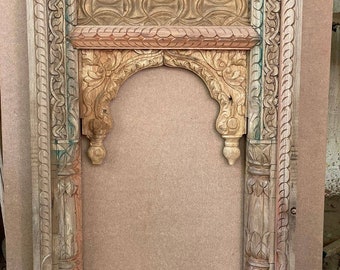 The Meeran Vintage Mirror, Indian Wooden Wall Mirror, Rustic Mirror for Home, Distressed Natural Brown Finish Wall Frame