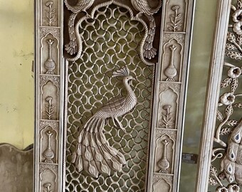 Antique Style Marble Art, Bohemian Decor Panel, Mughal Wall Art, Carved Indian Marble Wall Panel, Living Room Marble Decor Panel