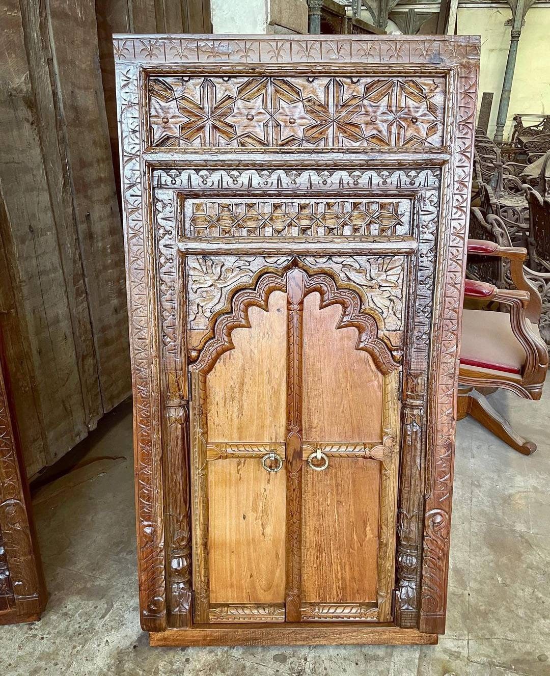 The Siroha Rustic Decor Windows, Carved Wooden Wall Jharokha, Statement