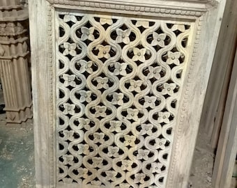 Antique Style Wall Panel in Natural Wood Finish, Carved Wooden Wall Hanging, Indian Vintage Style Wall Decor, Wall Decor for living room