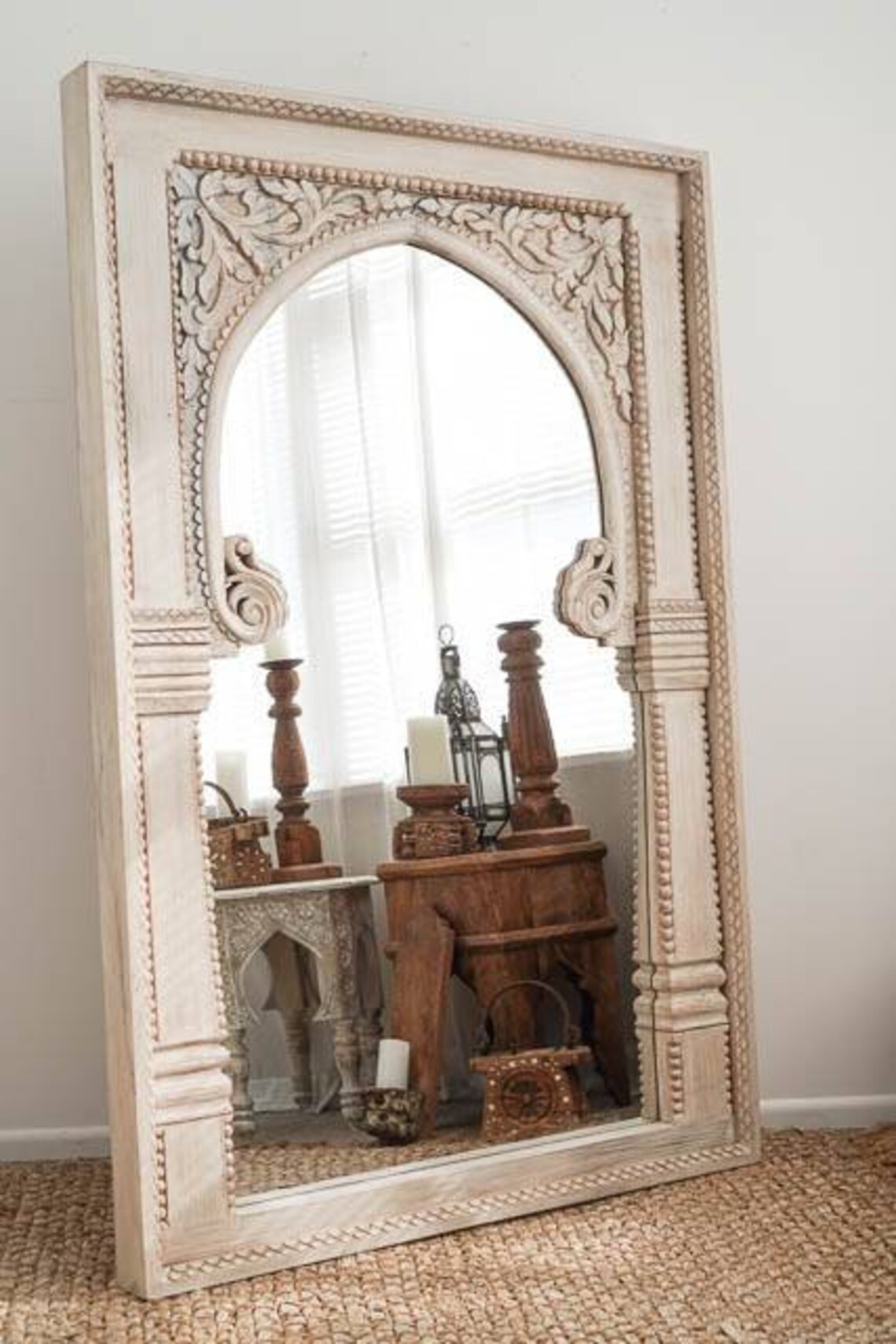 Antique Royal Mirror Indian Hand Carved Wooden Mirror Rustic | Etsy