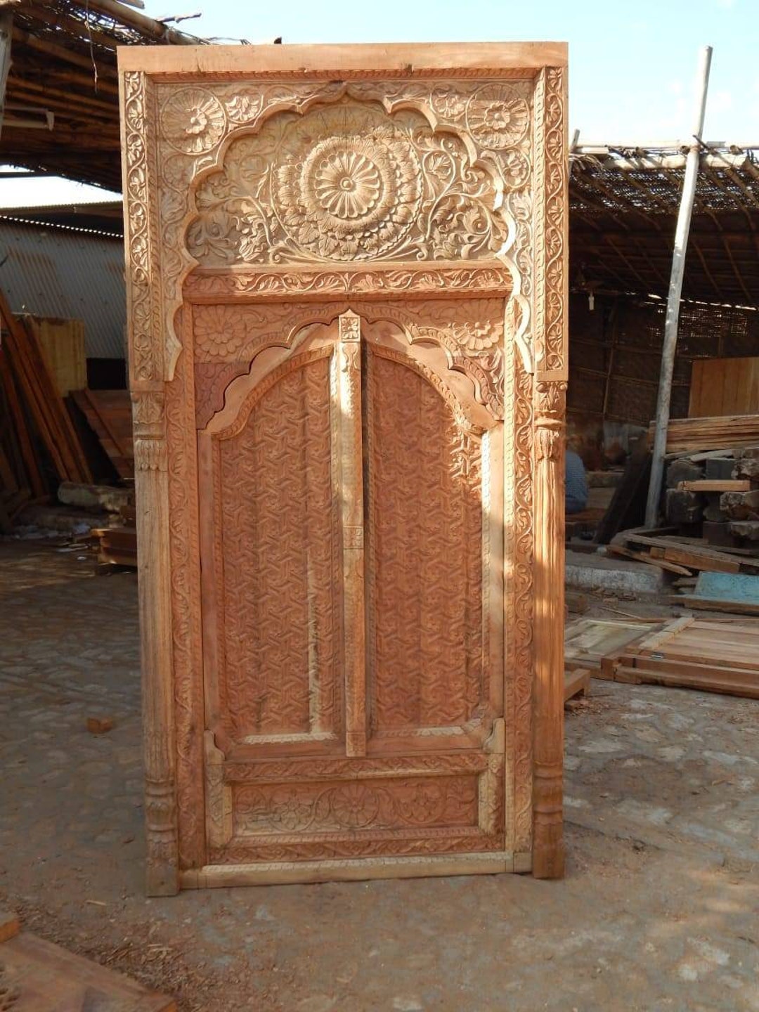 Vintage Inspired Wall Panel, Handcarved Wooden Wall Hanging, Jharokha