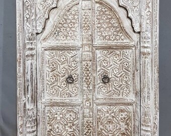 Rustic Wall Panel, Carved Wooden Wall Hanging, Indian Vintage Inspired Wall Decor, Decorative Jharokha Window