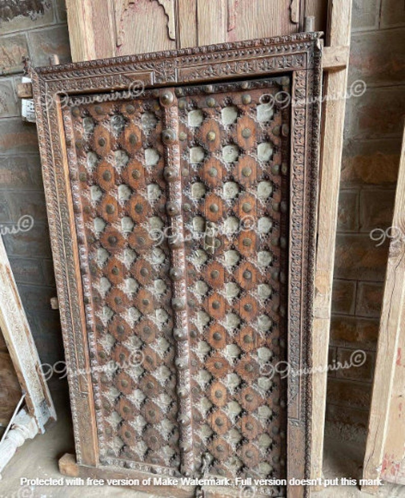 Vintage Style Doors, Antique Style Indian Reproduction Decor, Intricately Carved Wooden Entryway
