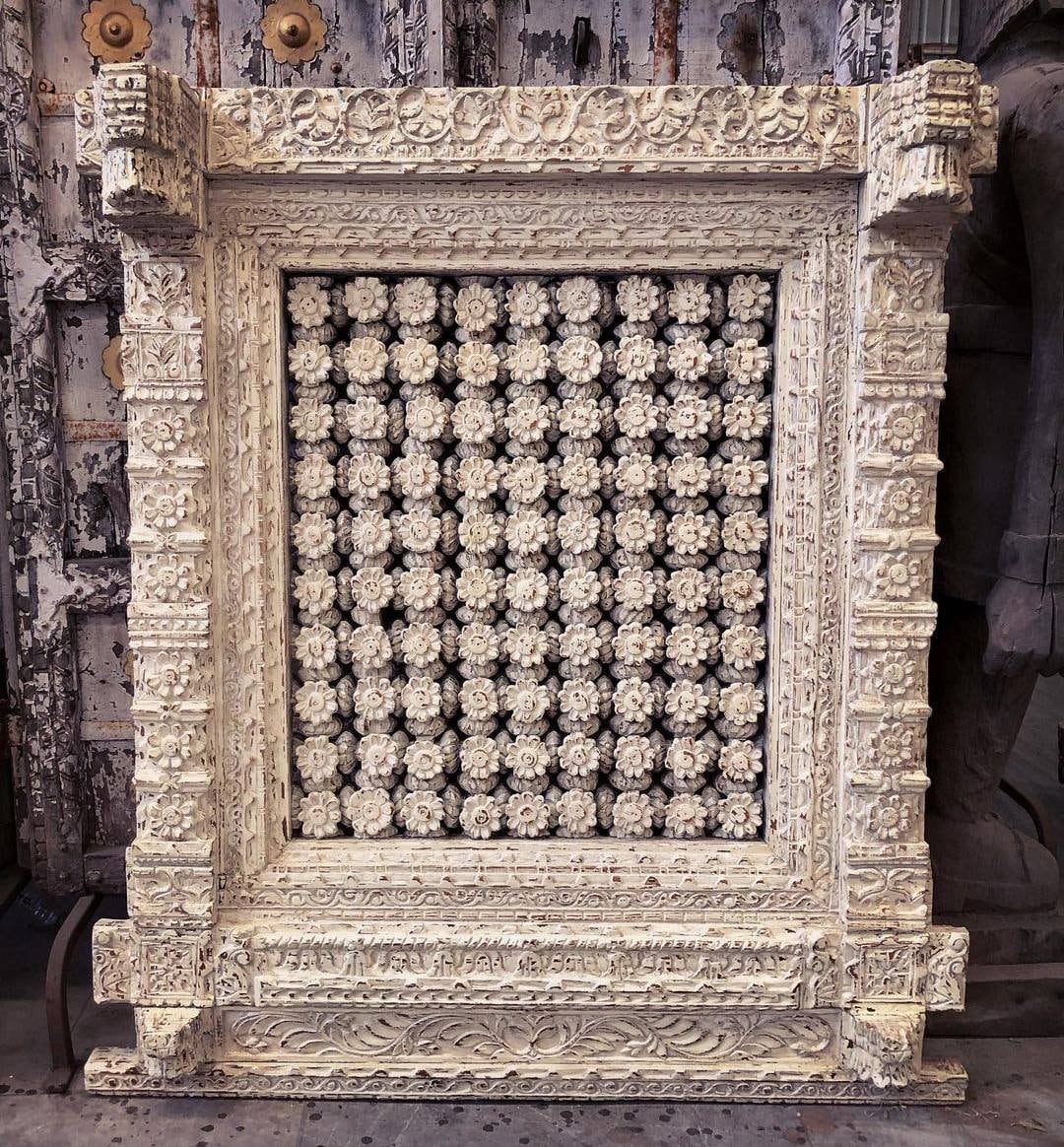 The Qila Antique Inspired Wall Panel, Carved Wooden Wall Hanging