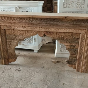 Wooden Console, Boho Furniture, Vintage Style Indian Console, Natural Wood Console, Living Room Statement Console, Farmhouse Furniture