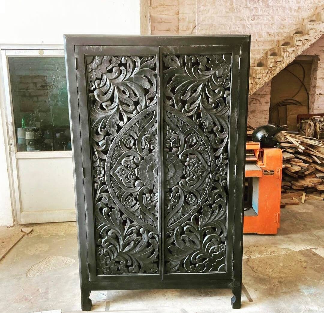 Wooden Armoire, Antique Style Armoire for Boho Home, Vintage Inspired