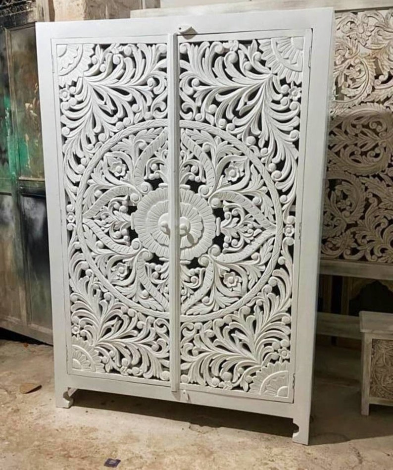 Wooden Armoire, Antique Style Armoire for Boho Home, Vintage Inspired