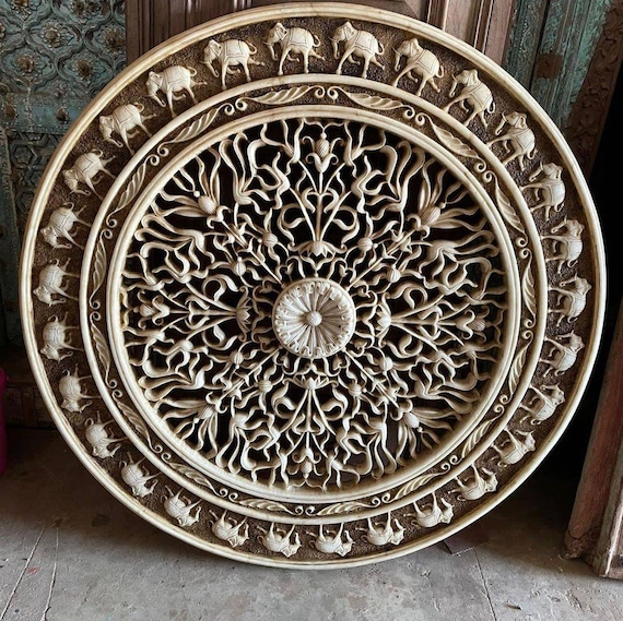 White Marble Elephant Panel - Mughal Style White Marble Elephant Panel - Mughal Style