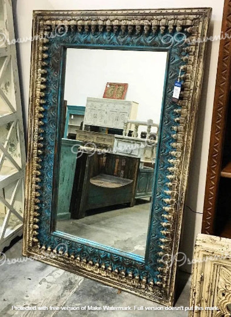 Vintage Style Mirror Carved Wall Mounted Mirror Distressed Etsy