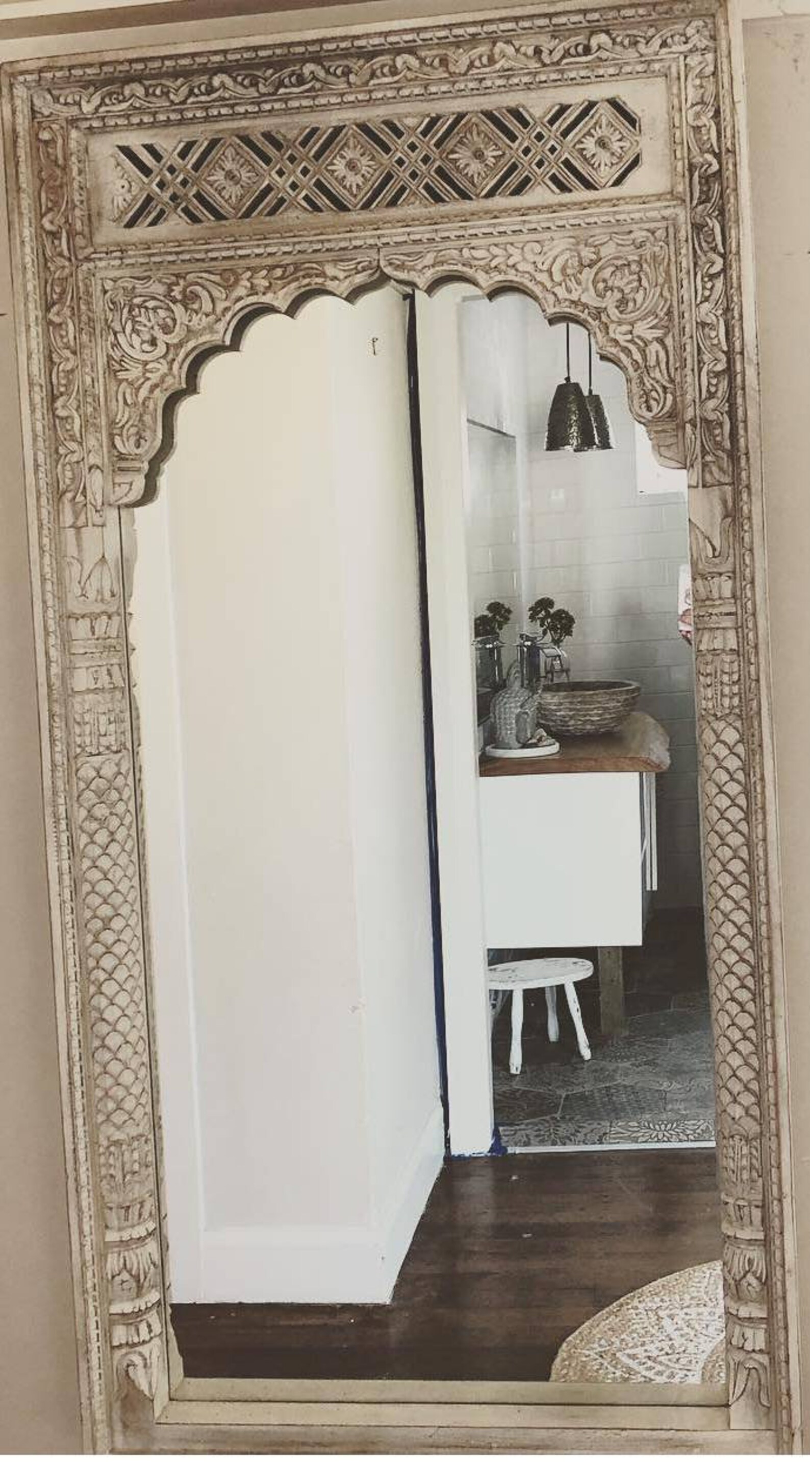 Boho Rustikaler Spiegel Handgeschnitzter Wandspiegel aus Etsy