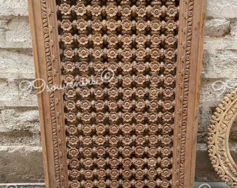 Wooden Wall Panel, Intricate Floral Carved Wooden Wall Hanging, Indian Vintage Inspired Wall Decor, Mughal Moroccan Wall Art