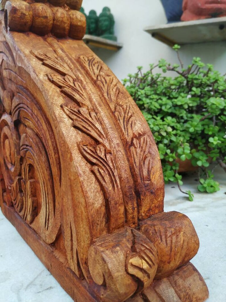 Carved Wall Bracket Indian Wooden Wall Bracket Vintage Style Etsy