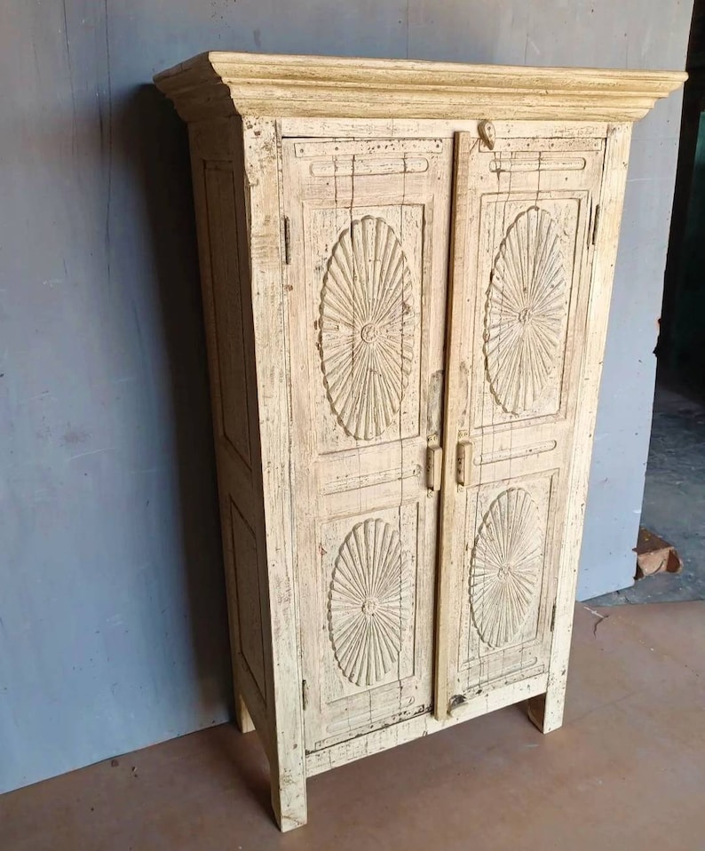 Wooden Armoire, Antique Style Armoire for Boho Home, Vintage Inspired