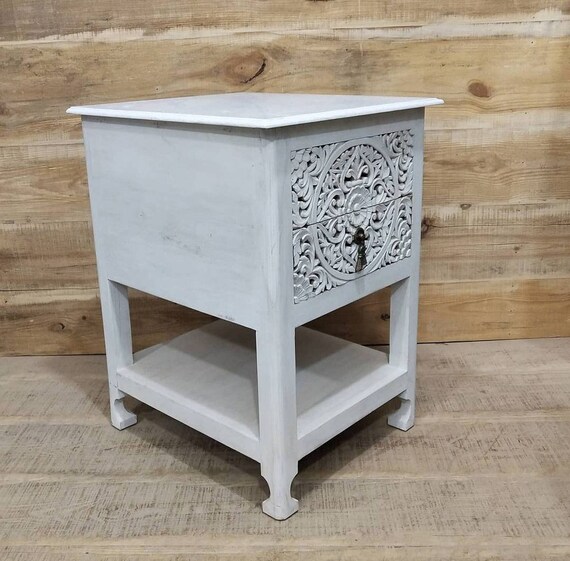 Boho 2024 white nightstand