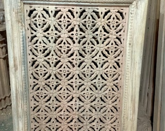 Antique Style Wall Panel in Natural Wood Finish, Carved Wooden Wall Hanging, Indian Vintage Style Wall Decor, Wall Decor for living room