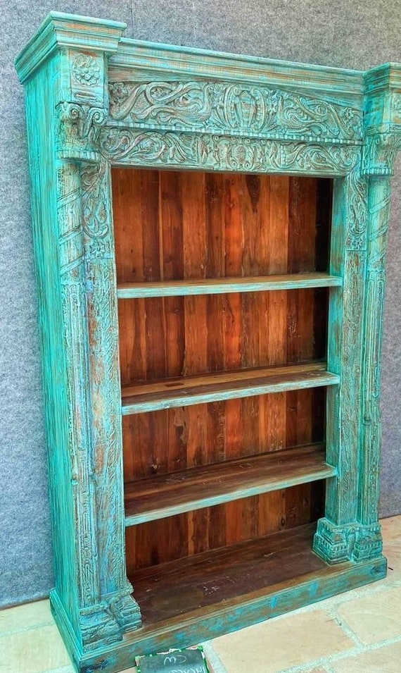 アンティーク ヴィンテージ 家具 キャビネット 本棚 ブックケース 彫刻