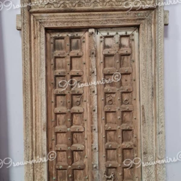 The Shahnoor Vintage Style Indian Doors, Intricately Carved Wooden Doors, Antique Style Full Size Doors, Mughal Style Doors