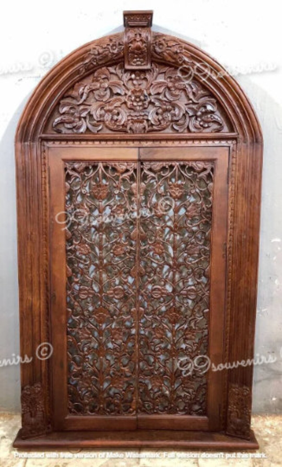 Antique Inspired Wall Panel, Carved Wooden Wall Hanging, Intricate Boho
