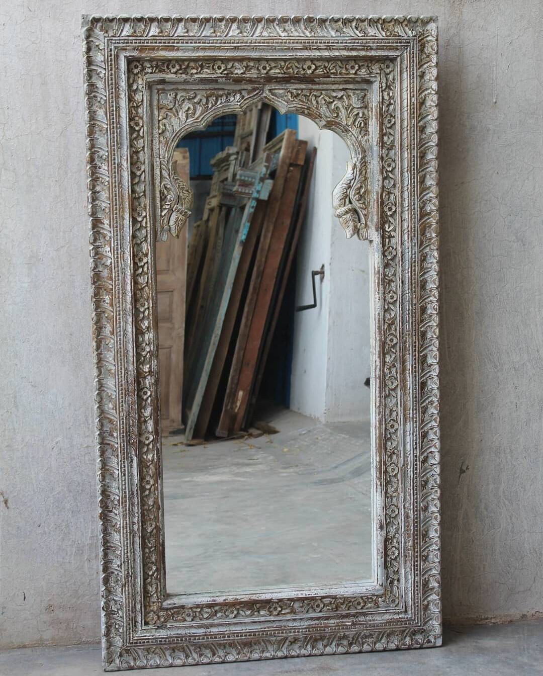 Rustic Indian Mirror Hand Carved Vintage Mirror Wooden Wall | Etsy