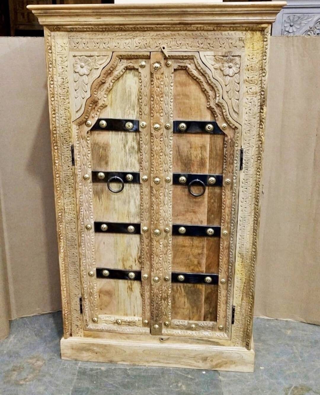 Wooden Armoire, Antique Style Armoire for Boho Home, Vintage Inspired