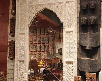 Wooden Floor Mirror, Arch Mirror, Vintage Inspired Sustainable Mirror, Indian Mirror Large, Living Room Statement Mirror, Farmhouse Mirror