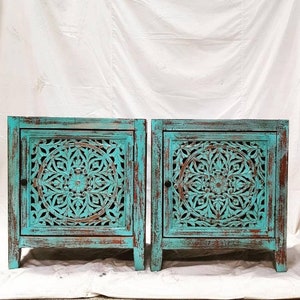 Rustic Side Table, Indian Carved Bedside Table, Vintage Inspired Wooden Night Stand, Indian Furniture, Bohemian Side Table