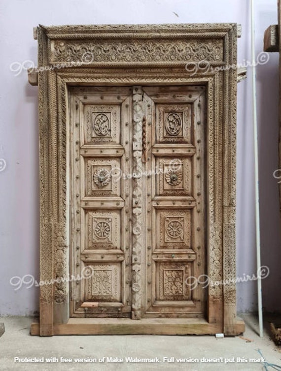The Tijara Vintage Style Indian Doors Carved Wooden Doors Etsy India