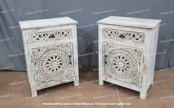 Wooden white side table deals