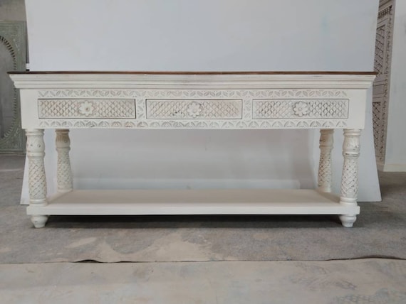 Weathered white console on sale table