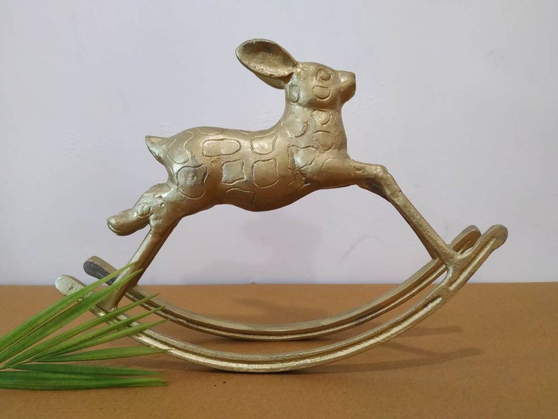 Metal Rabbit Rocking Table Top Decor Rocking Statue Metal Etsy