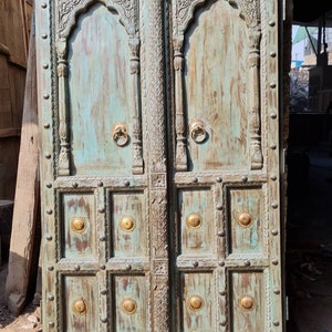 Wooden Indian Doors, Carved Doors for Home, Boho Vintage Style Doors, Antique Finish Entrance Doors for Farmhouse Decor, Farmhouse Furniture