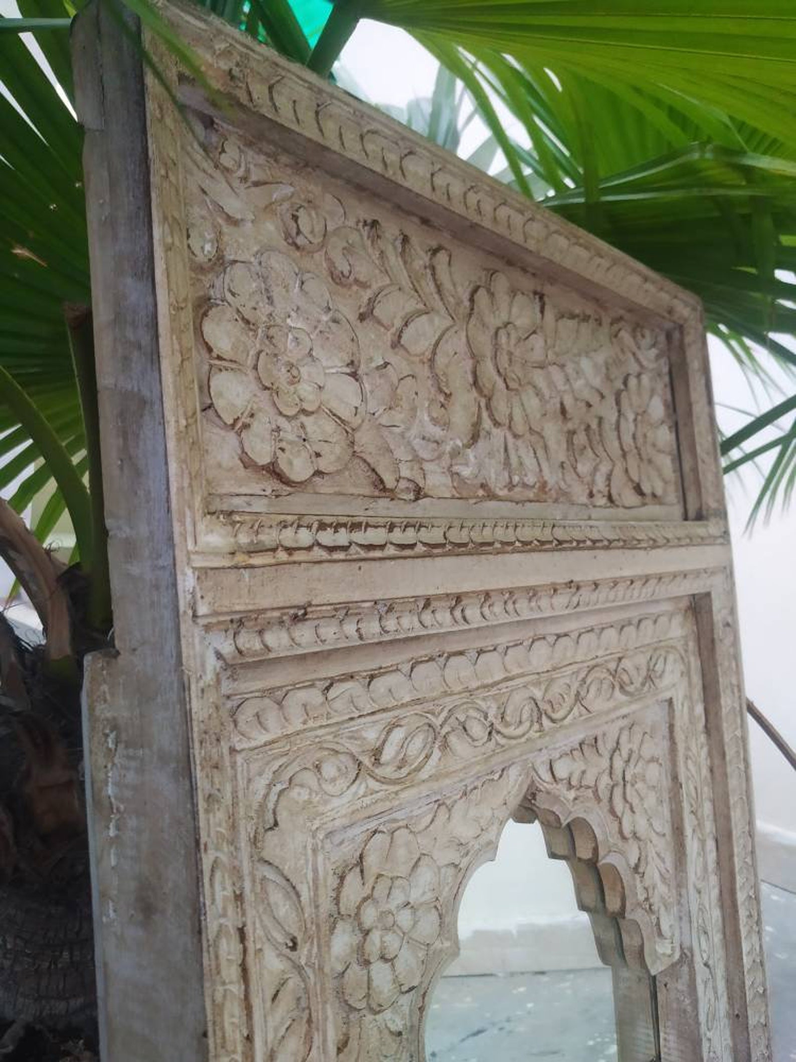 Vintage Indian Mirror Hand Carved Mirror Wooden Wall Mirror Etsy