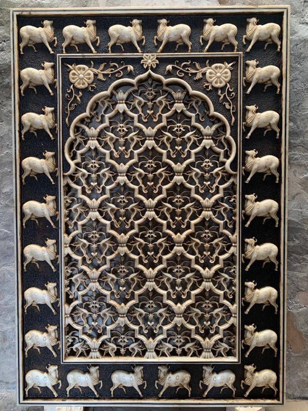 The Humayun Antique Style Marble Art Bohemian Decor Panel Etsy