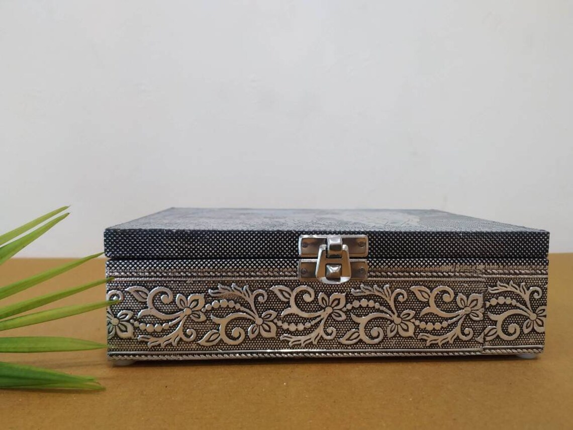 Vintage Indian Jewelry Box Antique Storage Box Metal Patina Etsy