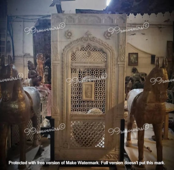 Mughal Style White Marble Horse Panel (Left Facing) Mughal Style White Marble Horse Panel (Left Facing)