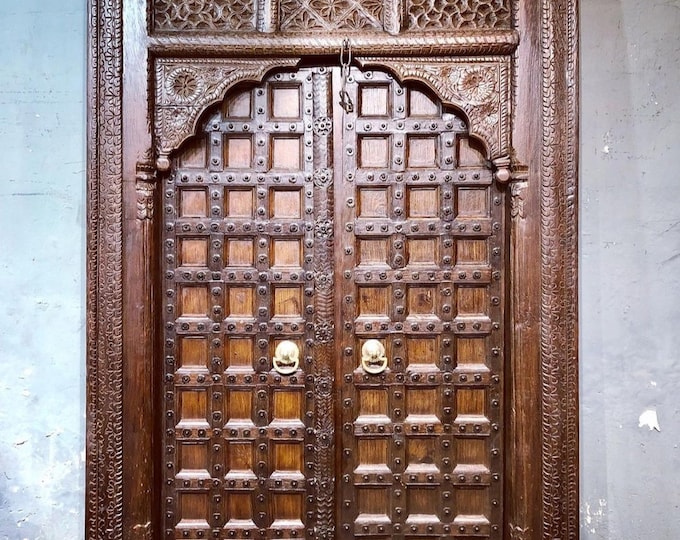 Antique Indian Teakwood Door Etsy