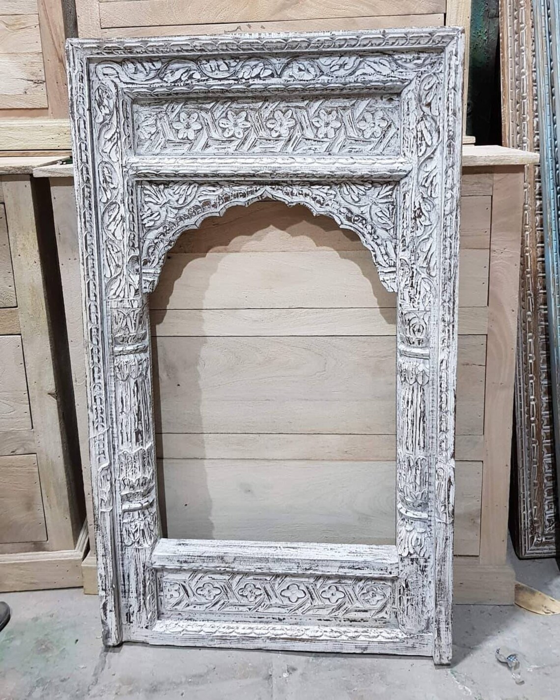 Vintage Indian Mirror Hand Carved Wooden Wall Mirror carved Etsy