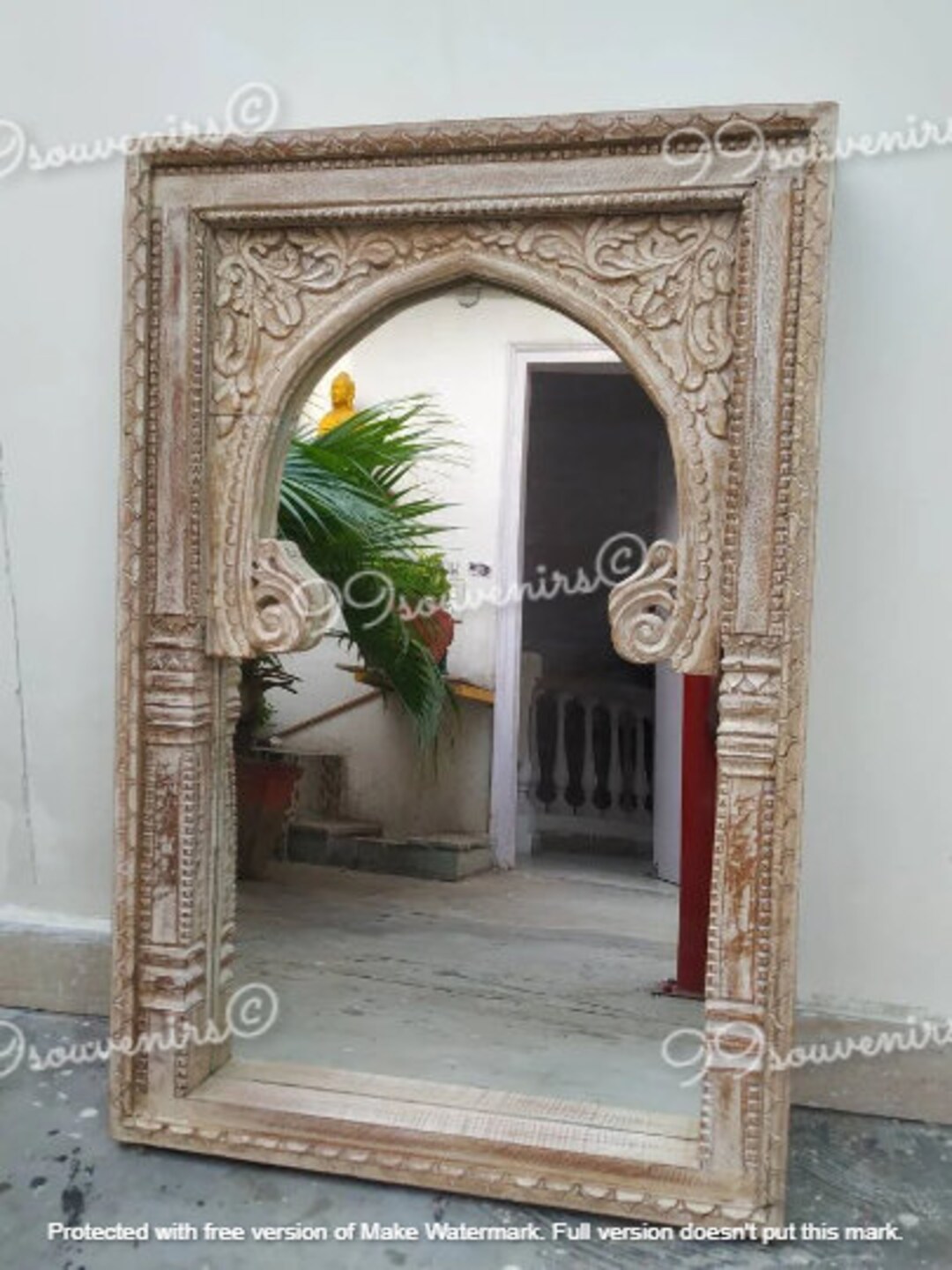 The Arjan Arch Mirror Carved Wooden Wall Mirror Vintage Etsy