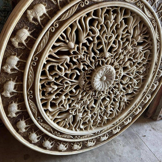 The Akbar Antique Style Marble Art, Boho Decor Panel, Mughal