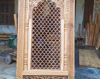 Indian Wood Panel, Wall Art, Antique Inspired Filigree Wall Panel, Carved Wooden Wall Hanging, Mughal Wall Art, Entryway Boho Wall Decor