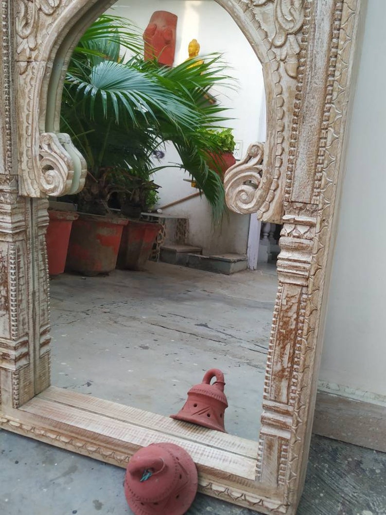 The Arjan Arch Mirror Carved Wooden Wall Mirror Vintage Etsy