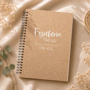 Geschenk für Erzieherinnen | Abschiedsgeschenk Kita | Geschenkidee für Lehrer | Personalisiertes Notizbuch mit Namen